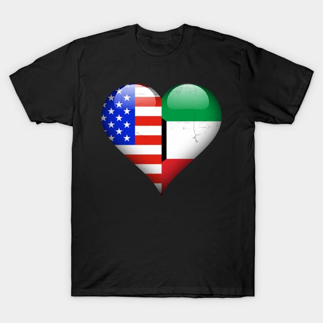 Half American Half Kuwaiti - Gift for Kuwaiti From Kuwait T-Shirt by Country Flags